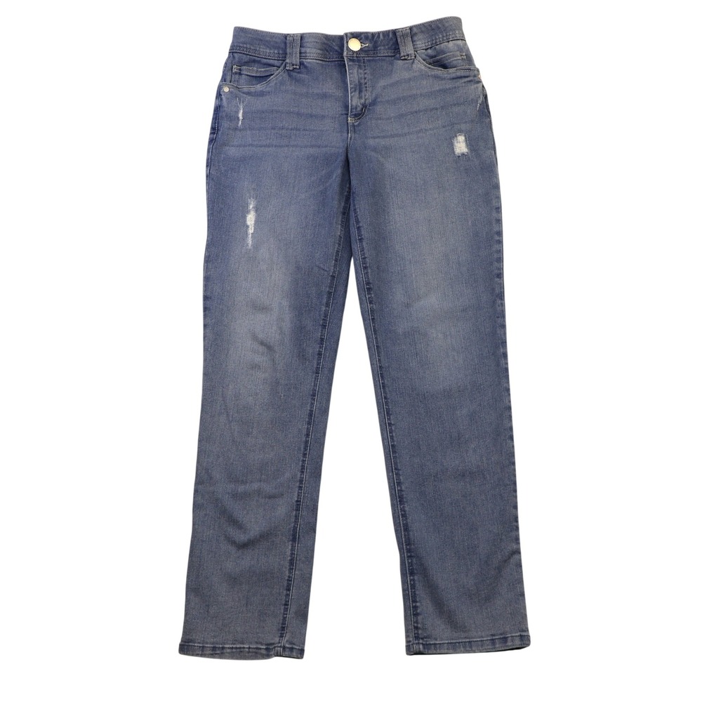 Democracy Womens 10 Jeans Blue Ab Solution Distressed Straight Leg B2029N3XMXX